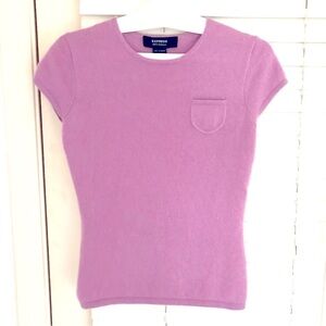 GAP 100% Cashmere Pink Short Sleeve Sweater / Cap Sleeve Top Vintage Y2K Sz M